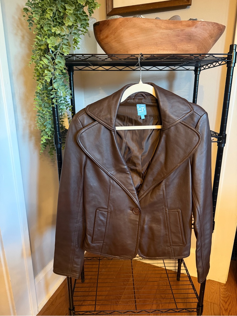 Barney’s New York CO-OP Brown 100% Lamb Leather Blazer jacket